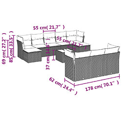 vidaXL Salon de jardin 11 pcs avec coussins beige résine tressée pas cher