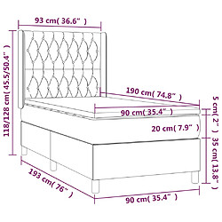 vidaXL Sommier à lattes de lit matelas LED Gris clair 90x190cm Tissu pas cher