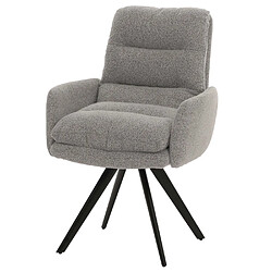 Avis Mendler Chaise de salle à manger HWC-G66, chaise de cuisine pivotante Auto-Position Tissu/Textile Bouclé MVG ~ gris clair, avec accoudoirs