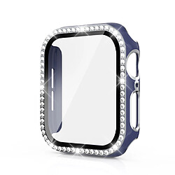 Coque en TPU Cristal de strass de galvanoplastie bicolore bleu/argent pour votre Apple Watch 4/5/6/SE 44mm