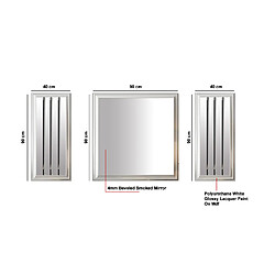 Vivenla Lot de 3 miroirs design en bois 100% mdf laqué blanc avec miroir fumé collection Angel L. 40-90-40 x P. 3-3-3 x H. 90-90-90 cm ANGEL