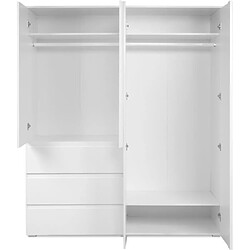 Avis Armoire - Image 60C - Décor blanc - 4 portes, 2 tiroirs - 160 x 55 x 191 cm