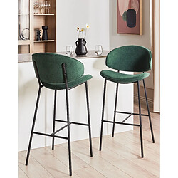 Beliani Tabouret de bar Set de 2 Tissu Vert foncé KIANA