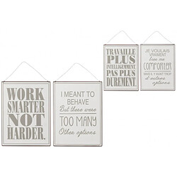 Dansmamaison Pancarte Work Options Anglais/Francais Metal Blanc/Gris Assortiment De 2