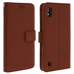 Avizar Etui Samsung Galaxy A10 Housse Folio Support Vidéo Porte-carte marron