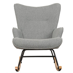 Mendler Fauteuil à bascule HWC-N14, Fauteuil relax à bascule Fauteuil TV, bois massif métal tissu/textile 320g/m² ~ gris-vert pas cher