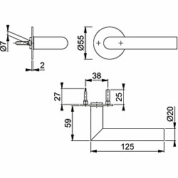 HOPPE amsterdam poignée de porte en acier inoxydable mat avec drückerrosett 10710831