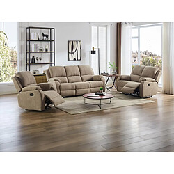 Vente-Unique Canapé 3 places, 2 places et fauteuil relax en microfibre taupe BRODY