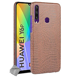 Htdmobiles Coque rigide simili cuir crocodile pour Huawei Y6p + film ecran - MARRON