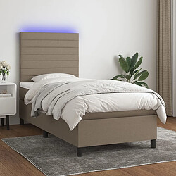 Maison Chic Lit adulte- Lit + matelas,Sommier à lattes de lit et matelas et LED Taupe 90x190 cm Tissu -GKD70606