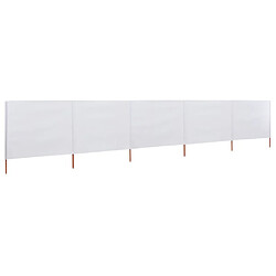 vidaXL Paravent 5 panneaux Tissu 600 x 160 cm Blanc sable