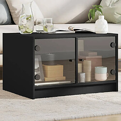 Maison Chic Table basse pour salon | Table à café avec portes en verre noir 68x50x42 cm -GKD14215