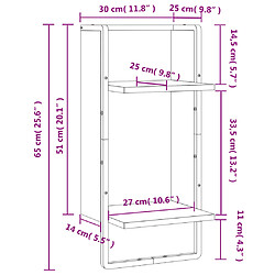 vidaXL Étagère murale avec barre chêne marron 30x25x65 cm pas cher