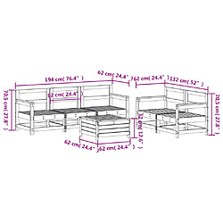 Acheter vidaXL Salon de jardin 6 pcs bois massif sapin de douglas