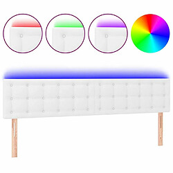 Maison Chic Tête de lit scandinave à LED,meuble de chambre Blanc 200x5x78/88 cm Similicuir -MN12039