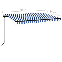 vidaXL Auvent rétractable automatique 400x350 cm Bleu et blanc pas cher