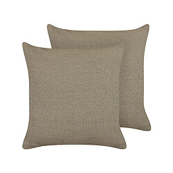 Beliani Lot de 2 coussins SAGINA Lin 45 x 45 cm Unicolore Taupe