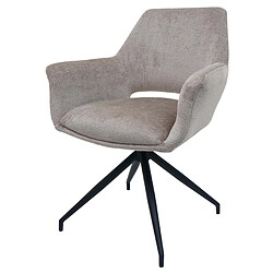 Decoshop26 Chaise de salle à manger x1 rembourrée avec accoudoir rotatif en tissu taupe et métal 04_0006348