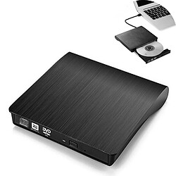 Lecteur DVD externe USB 3.0, graveur DVD-RW portable mince pour tous les ordinateurs portables/de bureau (noir)