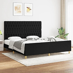 Maison Chic Lit adulte - Cadre Structure de lit avec tête de lit Contemporain Noir 180 x 200 cm Tissu -MN90862