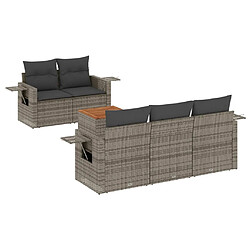 vidaXL Salon de jardin 6 pcs avec coussins gris résine tressée