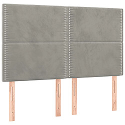 Avis vidaXL Tête de lit à LED Gris clair 144x5x118/128 cm Velours