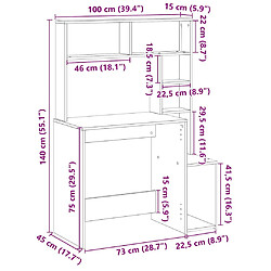 vidaXL Bureau avec étagères blanc 100x45x140 cm bois d'ingénierie pas cher