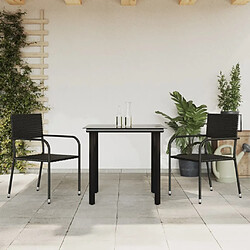 vidaXL Ensemble à manger de jardin 3 pcs noir résine tressée et acier