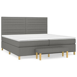 vidaXL Sommier à lattes de lit avec matelas Gris foncé 200x200cm Tissu