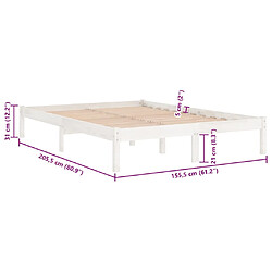 vidaXL Cadre de lit sans matelas blanc bois de pin massif pas cher