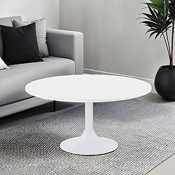 Alterego Table basse lounge DETROY blanche - Ø 90 cm