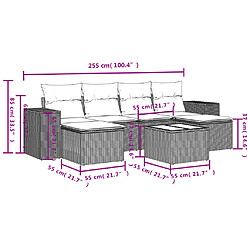 vidaXL Salon de jardin 7 pcs avec coussins noir résine tressée pas cher