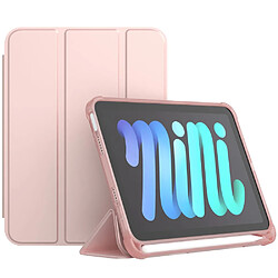 Etui en PU fonction veille/sommeil automatique avec support tripliure et porte-stylo or rose pour votre iPad mini (2021)