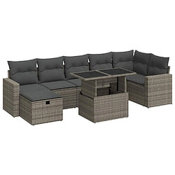 vidaXL Salon de jardin 8 pcs avec coussins gris résine tressée