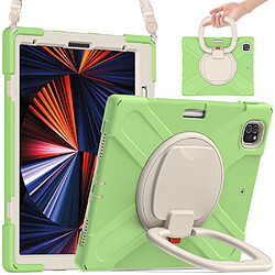 Coque en TPU + silicone absorption magnétique, avec béquille et bandoulière vert matcha pour votre Apple iPad Pro 12.9 pouces (2021)