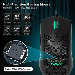 Acheter Universal Nouvelle souris câblée légère, souris de jeu ajourée, 6 ppp réglable 7 fois, 16 000 ppp évidence (noir)