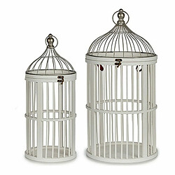 Gift Decor Cage Ronde Blanc Bois (2 Pièces)