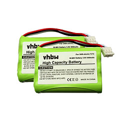 Vhbw 2 batteries 800mAh pour téléphone fixe sans fil Bang & Olufsen BeoCom 6000 remplace 3HR-AAAU, T373