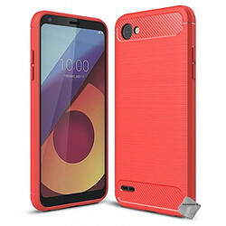 Htdmobiles Coque silicone gel carbone pour LG Q6 + film ecran - ROUGE