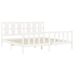 Maison Chic Lit adulte - Cadre Structure de lit avec tête de lit Contemporain blanc 200x200 cm bois massif -MN57283 pas cher