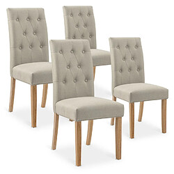 NC Lot de 4 chaises capitonnées Gaya tissu beige