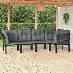 vidaXL Salon de jardin 5 pcs noir et gris résine tressée