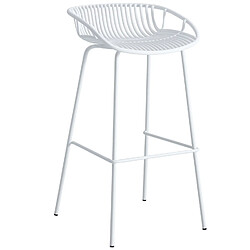 Pegane Lot de 4 tabourets hauts en polypropylène coloris blanc - Longueur 44 x profondeur 47 x hauteur 88 cm