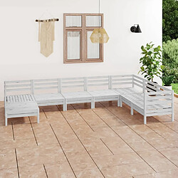 Maison Chic Salon de jardin 8 pcs - Table et chaises d'extérieur - Mobilier/Meubles de jardin Moderne Bois de pin massif Blanc -MN42782