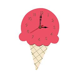 Acheter Crème Glacée Bande Dessinée Créative Enfants Horloge Murale Acrylique Tenture Horloge Rouge