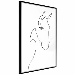 Paris Prix Affiche Murale Encadrée Sketch of a Horse's Head 30 x 45 cm Noir