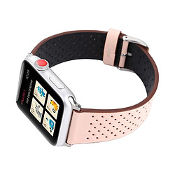 Wewoo Bracelet rose pour Apple Watch Series 3 & 2 & 1 42mm simple mode en cuir véritable motif de trou pas cher