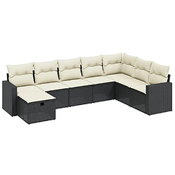 Maison Chic Ensemble Tables et chaises d'extérieur 8 pcs avec coussins,Salon de jardin noir résine tressée -GKD731249