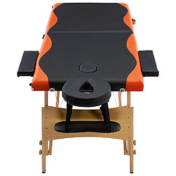 Avis vidaXL Table de massage pliable 2 zones Bois Noir et orange