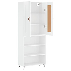 Avis vidaXL Buffet haut Blanc brillant 69,5x34x180 cm Bois d'ingénierie